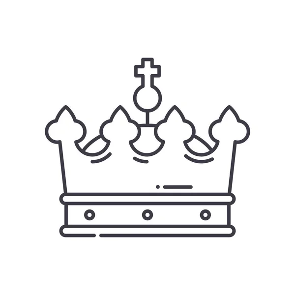 Ícone da coroa do rei, ilustração isolada linear, vetor de linha fina, sinal de web design, símbolo de conceito de esboço com curso editável no fundo branco. — Vetor de Stock
