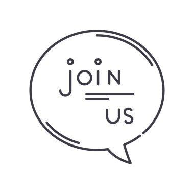 Bize katılın, ikon, doğrusal izole edilmiş illüstrasyon, ince çizgi vektörü, web tasarım işareti, düzenlenebilir konsept sembolü beyaz arkaplan üzerinde.