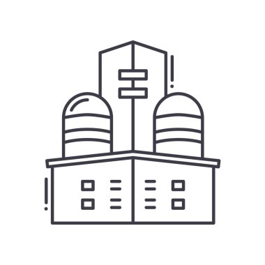 Emlak konsepti simgesi, doğrusal izole çizim, ince çizgi vektörü, web tasarım işareti, düzenlenebilir konsept sembolü beyaz arkaplan üzerinde.