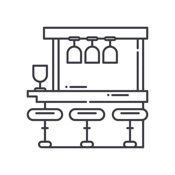 Icona del pub, illustrazione lineare isolata, vettore di linea sottile, segno di web design, simbolo del concetto di contorno con tratto modificabile su sfondo bianco. — Vettoriale Stock