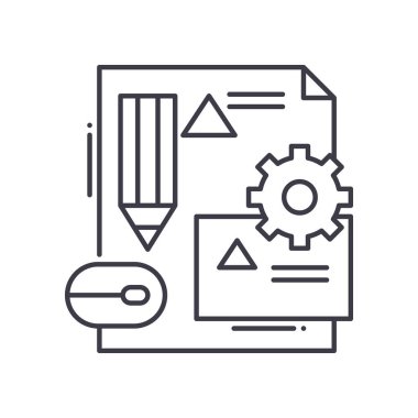 İş tasarım simgesi, doğrusal izole resimleme, ince çizgi vektörü, web tasarım işareti, düzenlenebilir çizgi konsept sembolü beyaz arkaplan üzerinde.