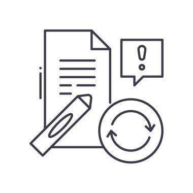 Belge simgesini gözden geçir, doğrusal izole edilmiş illüstrasyon, ince çizgi vektörü, web tasarım işareti, düzenlenebilir konsept sembolü beyaz arkaplan üzerinde.