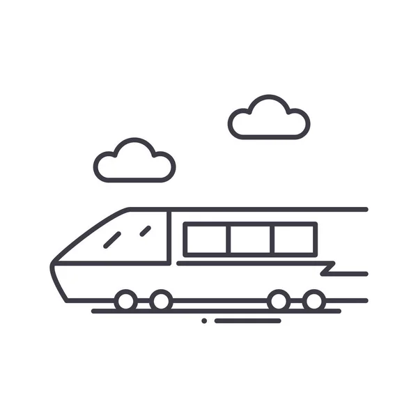 Піктограма залізничного транспорту, лінійна ізольована ілюстрація, вектор тонкої лінії, знак веб-дизайну, контурний символ концепції з зміненим штрихом на білому тлі . — стоковий вектор