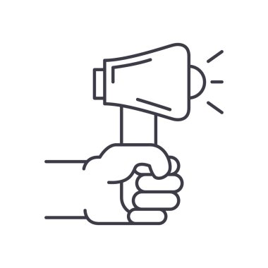 İş simgesini tanıt, doğrusal izole resimleme, ince çizgi vektörü, web tasarım işareti, düzenlenebilir konsept sembolü beyaz arkaplan üzerinde.