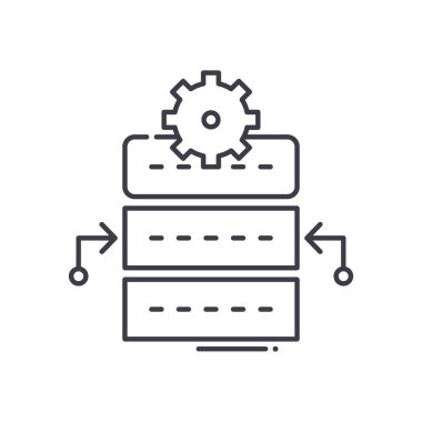 Proje veri simgesi, doğrusal izole edilmiş illüstrasyon, ince çizgi vektörü, web tasarım işareti, düzenlenebilir beyaz arkaplan üzerinde çizgi konsept sembolü.
