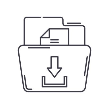 Proje gelen kutusu simgesi, doğrusal izole edilmiş illüstrasyon, ince çizgi vektörü, web tasarım işareti, düzenlenebilir beyaz arkaplan üzerinde çizgi konsept sembolü.