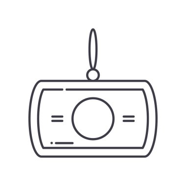 Japonya bayrak simgesi, doğrusal izole edilmiş illüstrasyon, ince çizgi vektörü, web tasarım işareti, düzenlenebilir beyaz arkaplan üzerinde çizgi konsept sembolü.