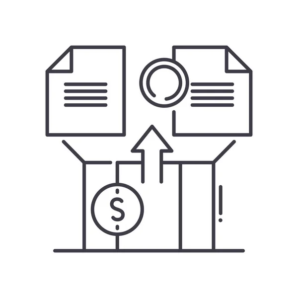 Projektintäkt ikon, linjär isolerad illustration, tunn linje vektor, webbdesign tecken, skiss koncept symbol med redigerbar stroke på vit bakgrund. — Stock vektor