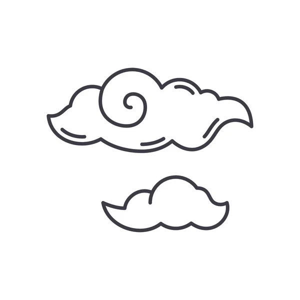 Японский иконка облака, линейная изолированная иллюстрация, тонкий вектор линии, знак веб-дизайна, набросок символа концепции с редактируемым штрихом на белом фоне. — стоковый вектор