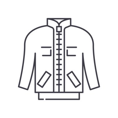 Ceket simgesi, doğrusal izole edilmiş illüstrasyon, ince çizgi vektörü, web tasarım işareti, düzenlenebilir çizgi konsept sembolü beyaz arkaplan üzerinde.