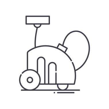 Profesyonel elektrik süpürgesi simgesi, doğrusal izole edilmiş illüstrasyon, ince çizgi vektörü, web tasarım işareti, düzenlenebilir konsept sembolü beyaz arkaplan üzerinde.