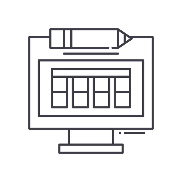 Produktions-Sheet-Symbol, linear isolierte Illustration, dünner Linienvektor, Webdesign-Zeichen, Umrisskonzept-Symbol mit editierbarem Strich auf weißem Hintergrund. — Stockvektor