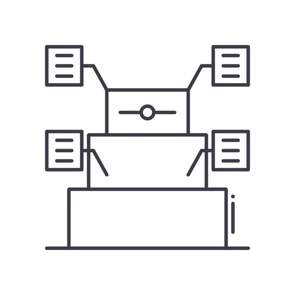 Pyramidendiagramm-Symbol, linear isolierte Illustration, dünner Linienvektor, Webdesign-Zeichen, Umrisskonzept-Symbol mit editierbarem Strich auf weißem Hintergrund. — Stockvektor