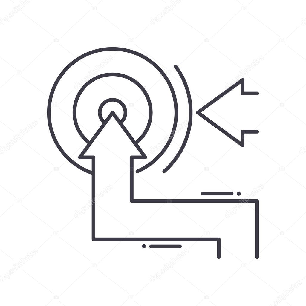 Pursue goal icon, linear isolated illustration, thin line vector, web design sign, outline concept symbol with editable stroke on white background.