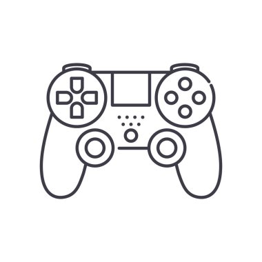 Joystick konsept simgesi, doğrusal izole edilmiş illüstrasyon, ince çizgi vektörü, web tasarım işareti, düzenlenebilir beyaz arkaplan üzerinde çizgi konsept sembolü.