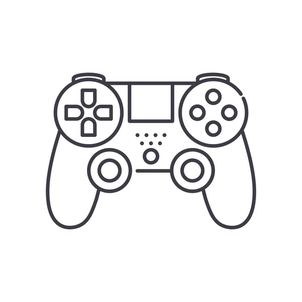 Ícone de conceito de joystick, ilustração isolada linear, vetor de linha fina, sinal de web design, símbolo de conceito de esboço com curso editável no fundo branco. — Vetor de Stock