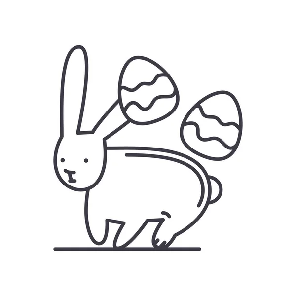 Icono de conejo y huevos, ilustración lineal aislada, vector de línea delgada, signo de diseño web, símbolo de concepto de contorno con trazo editable sobre fondo blanco. — Archivo Imágenes Vectoriales