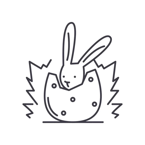 Кролик у значку яйця, лінійно ізольована ілюстрація, вектор тонкої лінії, знак веб-дизайну, контурний символ концепції з зміненим штрихом на білому тлі . — стоковий вектор