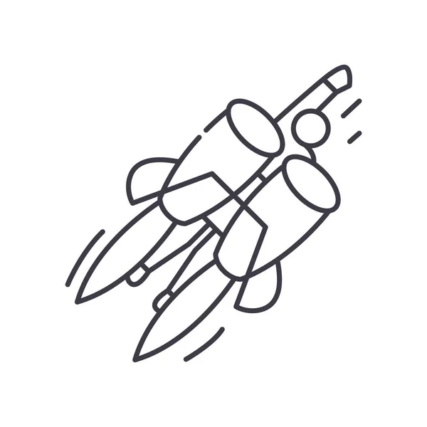 Icono Jet pack, ilustración lineal aislada, vector de línea delgada, signo de diseño web, símbolo de concepto de contorno con trazo editable sobre fondo blanco. — Archivo Imágenes Vectoriales