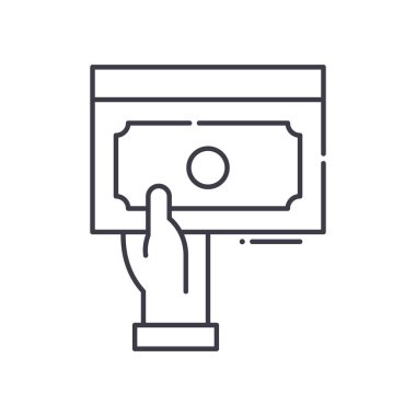 Telafi simgesi, doğrusal izole edilmiş illüstrasyon, ince çizgi vektörü, web tasarım işareti, düzenlenebilir çizgi konsept sembolü beyaz arkaplan üzerinde.