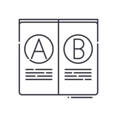 Karşılaştırma simgesi, doğrusal izole edilmiş illüstrasyon, ince çizgi vektörü, web tasarım işareti, düzenlenebilir çizgi konsept sembolü beyaz arkaplan üzerinde.