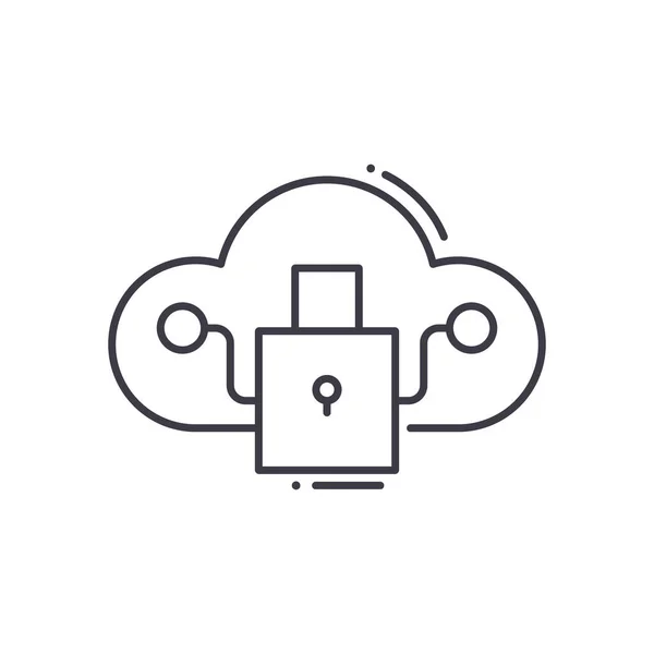 Icône de concept de sécurité Cloud, illustration linéaire isolée, vecteur de ligne mince, panneau de conception Web, symbole de concept de contour avec trait modifiable sur fond blanc. — Image vectorielle