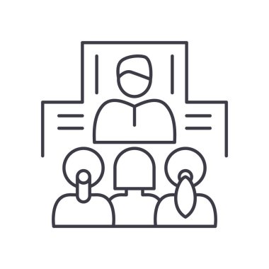 Şirket bölüm simgesi, doğrusal izole edilmiş illüstrasyon, ince çizgi vektörü, web tasarım işareti, düzenlenebilir konsept sembolü beyaz arkaplan üzerinde.