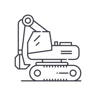 Sıkıştırılmış kazı konsepti simgesi, doğrusal izole çizim, ince çizgi vektörü, web tasarım işareti, düzenlenebilir konsept sembolü beyaz arkaplan üzerinde.