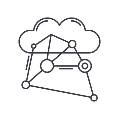 Bulut ağ simgesi, doğrusal izole illüstrasyon, ince çizgi vektörü, web tasarım işareti, düzenlenebilir konsept sembolü beyaz arkaplan üzerinde.
