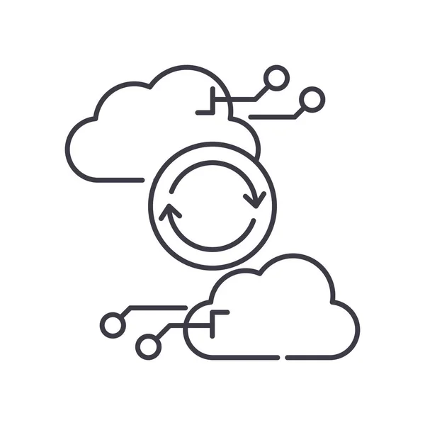 Cloud-Management-Ideensymbol, linear isolierte Illustration, dünner Linienvektor, Webdesign-Zeichen, Umrisskonzept-Symbol mit editierbarem Strich auf weißem Hintergrund. — Stockvektor