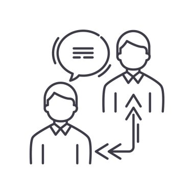 İşbirliği simgesi, doğrusal izole edilmiş illüstrasyon, ince çizgi vektörü, web tasarım işareti, düzenlenebilir beyaz arkaplan üzerinde çizgi konsept sembolü.