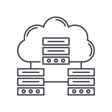 Bulut veritabanı simgesi, doğrusal izole resimleme, ince çizgi vektörü, web tasarım işareti, düzenlenebilir konsept sembolü beyaz arkaplan üzerinde.