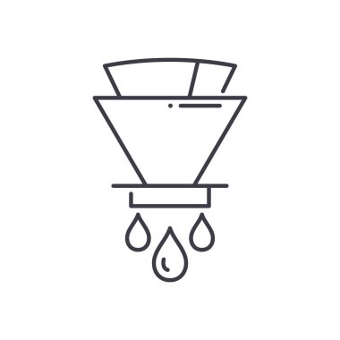 Kahve damlası simgesi, doğrusal izole edilmiş illüstrasyon, ince çizgi vektörü, web tasarım işareti, düzenlenebilir beyaz arkaplan üzerinde çizgi konsept sembolü.