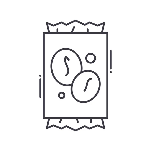 Ikona saszetki kawowej, odizolowana ilustracja liniowa, wektor cienkiej linii, znak projektowy strony internetowej, symbol koncepcji zarysu z edytowalnym pociągnięciem na białym tle. — Wektor stockowy