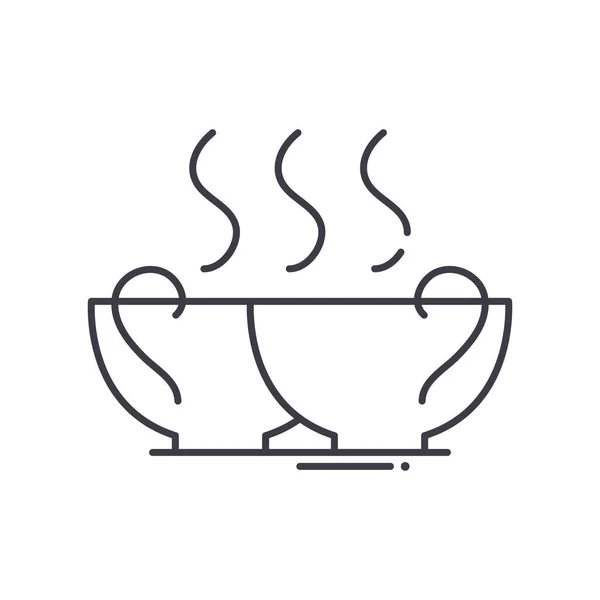 Ícone de pausa para café, ilustração isolada linear, vetor de linha fina, sinal de web design, símbolo de conceito de esboço com curso editável no fundo branco. — Vetor de Stock