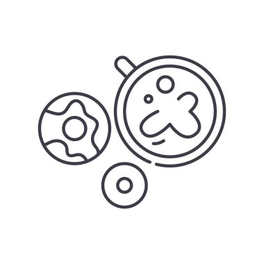 Kahve ikonu, doğrusal izole edilmiş illüstrasyon, ince çizgi vektörü, web tasarım işareti, beyaz arkaplanda düzenlenebilir inme ile ana konsept sembolü.