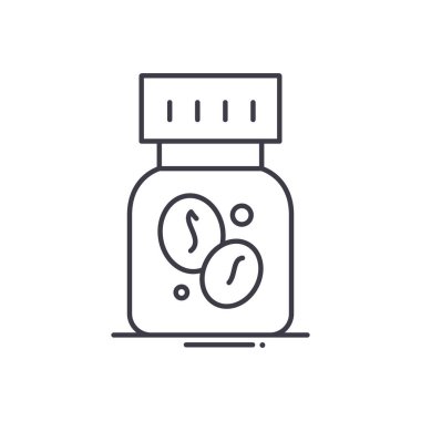 Kahve şişesi simgesi, doğrusal izole edilmiş illüstrasyon, ince çizgi vektörü, web tasarım işareti, düzenlenebilir beyaz arka plan vuruşlu taslak konsept sembolü.