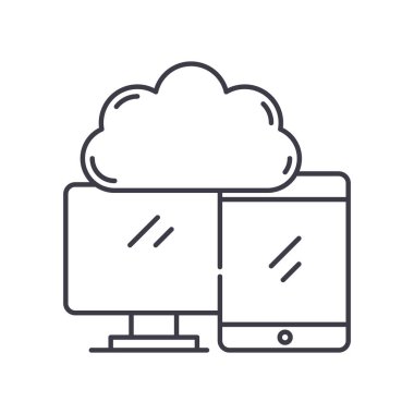 Bulut erişim konsepti simgesi, doğrusal izole resimleme, ince çizgi vektörü, web tasarım işareti, düzenlenebilir konsept sembolü beyaz arkaplan üzerinde.