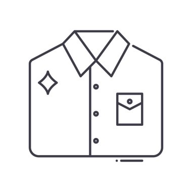 Giysi simgesi, doğrusal izole edilmiş illüstrasyon, ince çizgi vektörü, web tasarım işareti, düzenlenebilir çizgi konsept sembolü beyaz arkaplan üzerinde.