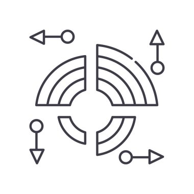 Bulut analitik simgesi, doğrusal izole çizim, ince çizgi vektörü, web tasarım işareti, düzenlenebilir konsept sembolü beyaz arkaplanda..