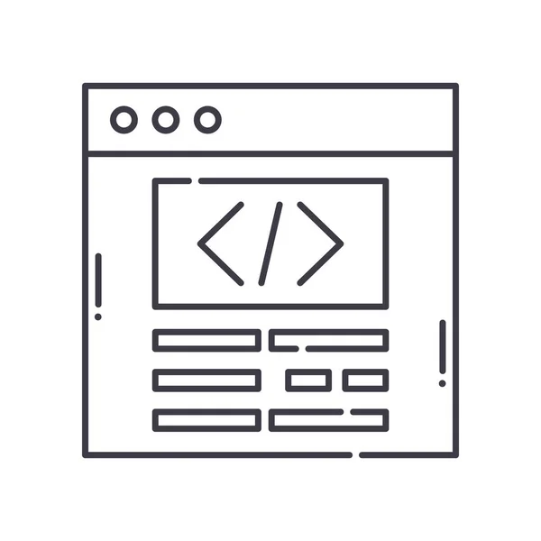 코드 아이콘, 선형외진 일러스트, 얇은 줄 벡터, 웹 디자인 기호, 윤곽 기호의 개념 심볼 흰색 배경에 editable 스트로크. — 스톡 벡터