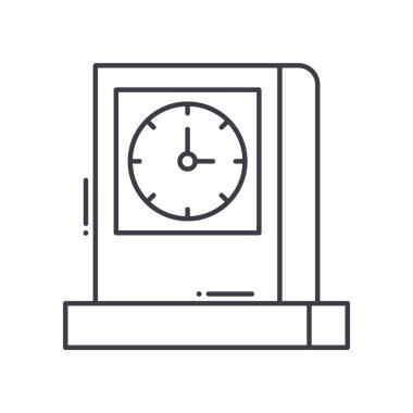 Saat simgesi, doğrusal izole edilmiş illüstrasyon, ince çizgi vektörü, web tasarım işareti, düzenlenebilir beyaz arkaplan üzerinde çizgi konsept sembolü.