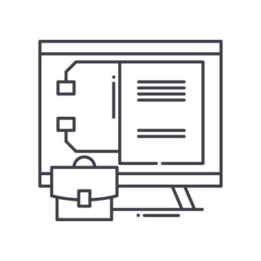 Çalışma sırası konsepti simgesi, doğrusal izole edilmiş illüstrasyon, ince çizgi vektörü, web tasarım işareti, düzenlenebilir beyaz arkaplan üzerinde çizgi konsept sembolü.
