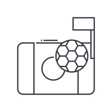 Spor köşesi simgesi, doğrusal izole edilmiş illüstrasyon, ince çizgi vektörü, web tasarım işareti, düzenlenebilir beyaz arkaplan üzerinde çizgi konsept sembolü.