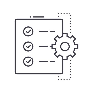Çalışma akışı simgesi, doğrusal izole edilmiş illüstrasyon, ince çizgi vektörü, web tasarım işareti, düzenlenebilir beyaz arkaplan üzerinde çizgi konsept sembolü.