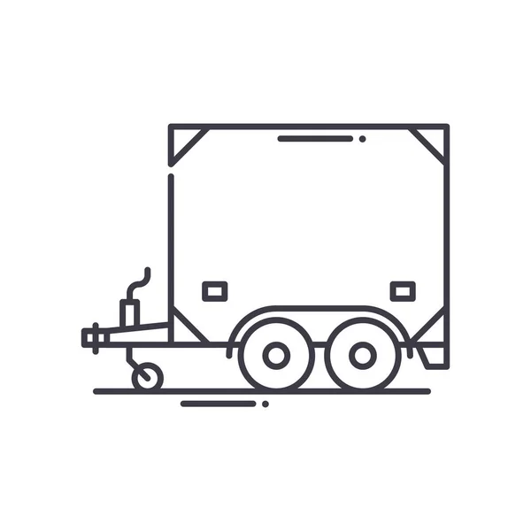 Icône de camion remorque, illustration linéaire isolée, vecteur de ligne mince, panneau de conception Web, symbole de concept de contour avec trait modifiable sur fond blanc. — Image vectorielle