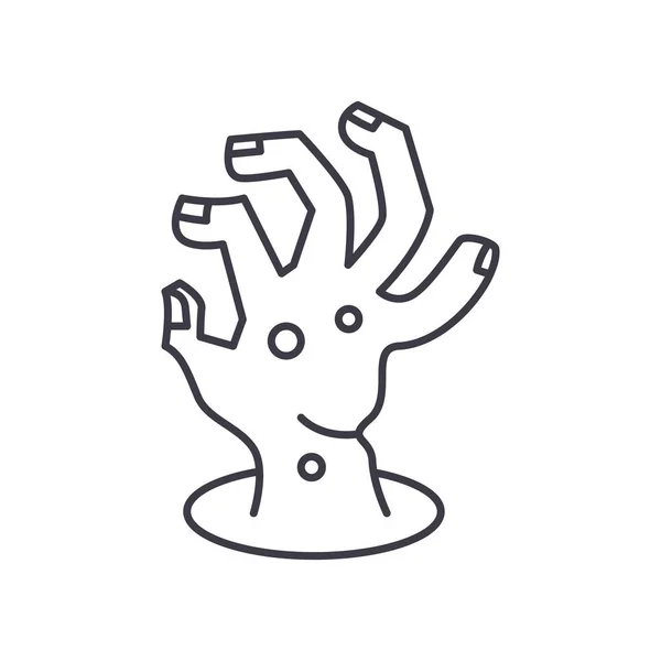 Icono de mano zombi, ilustración lineal aislada, vector de línea delgada, signo de diseño web, símbolo de concepto de contorno con trazo editable sobre fondo blanco. — Archivo Imágenes Vectoriales