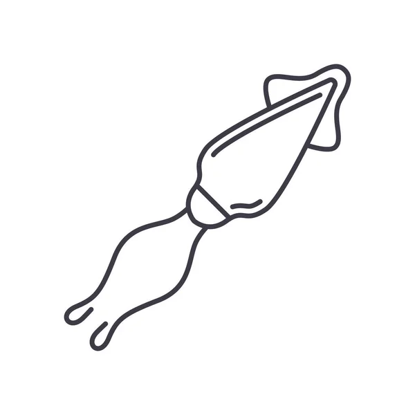 Icono de mariscos calamar, ilustración lineal aislada, vector de línea delgada, signo de diseño web, símbolo de concepto de contorno con trazo editable sobre fondo blanco. — Archivo Imágenes Vectoriales