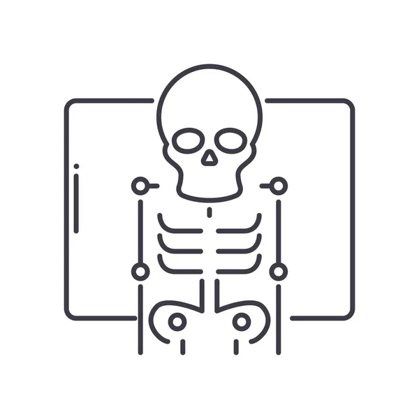 Röntgenkonzept-Symbol, linear isolierte Illustration, dünner Linienvektor, Webdesign-Zeichen, Umrisskonzept-Symbol mit editierbarem Strich auf weißem Hintergrund. — Stockvektor