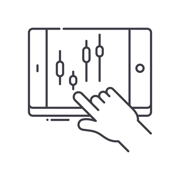 Trading analyse icoon, lineaire geïsoleerde illustratie, dunne lijn vector, web design teken, schets concept symbool met bewerkbare slag op witte achtergrond. — Stockvector